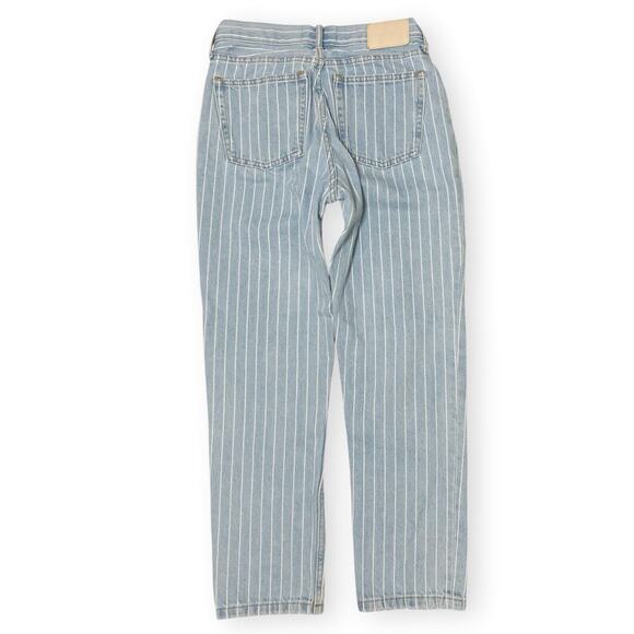 Everlane The 90s Cheeky Straight Jeans Pinstripe Size 25 Ankle Button Fly - Picture 2 of 8